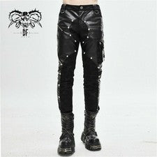 Pantalones Lápiz Para Hombre Punk Hermosos Estilo Street Rock Pu Empalme Informal Pantalones