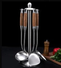 Juego de espátulas de acero inoxidable 304 2 piezas con asas de palisandro para cocina