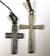 lote de 2 vintage Colgante cruz plata joyería plata / x2