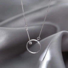 Collar con colgante círculo mujer hombre cadena plata de ley 925 /