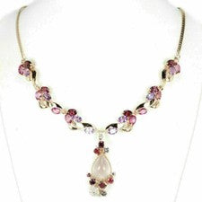 Collar de plata esterlina cuarzo rosa gemas naturales recubierto de oro rosa 18 pulgadas
