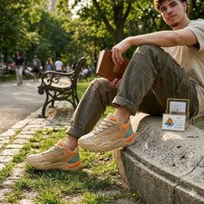 (N8) Zapatillas informales PUMA La Francé Rnr con cordones para hombre beige 31216501, talla 5,5