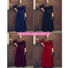 Sexy Maxi Vestido Largo Para Mujer Talla Grande Cuello en V Manga Larga Vendaje Noche Fiesta