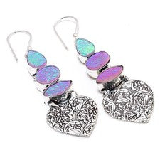 Pendiente de joyería de plata esterlina 925 hecho a mano con piedras preciosa...