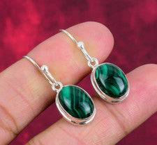 Hermosos pendientes de plata de ley 925 hechos a mano con piedras preciosas de malaquita joyas regalos