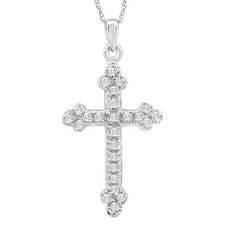 1/4Ct T.W. Collar de cadena con colgante de oro blanco de 10 k con cruz de diamantes de 18"
