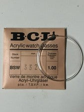 Reloj BCL Low Dome Vintage Acrílico Vidrio Tamaño 0.90mm - 36.0mm Nuevo de Lote Antiguo Hecho en Gran Bretaña
