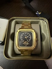 Reloj Hombre Automático Inscripción Fossil Tono Dorado Esfera Negra 42mm ME3239