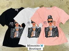 Nueva camiseta para mujer Lalea Glamour pedrería estilo café talla grande