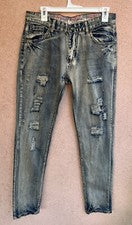 Pantalones de mezclilla rasgados Laa’s Dress LTD Co para hombre talla 32 marrón/azul desteñido