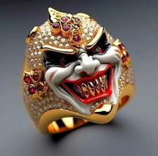 Anillo de plata de ley 925 con cara de bromista de corte redondo de 3 quilates de moissanita real para hombre