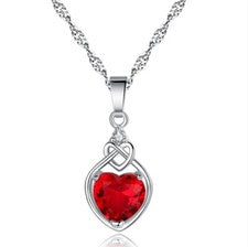 Collar Plata 925 Corazón Rojo Cadena Esterlina Mujer Amor Mujer Regalo