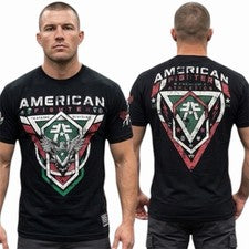 Camiseta AMERICAN FIGHTER Negra Roja Verde México IRWINDALE Atlética Gráfica Nueva con Etiquetas