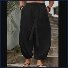 FGKKS Nuevos Hombres Pantalones Moda Sueltos Estilo Cómodos Algodón Pantalones Hombre Negro