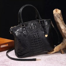 Bolso Mujer Tote Bag Manijas Bandolera Cuero Sintético Negro Brillante 00456