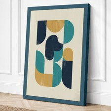 Formas en lienzo geométrico azul impresión arte de pared decoración del hogar listo para colgar