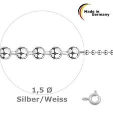 Cadena de bolas plata 925 redonda chapada en oro diamantada 1,5 mm 42 45 50 cm collar Fr