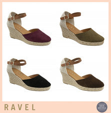 Sandalias de cuña Ravel de gamuza de cuero Burrill alpargata cuerda