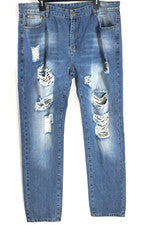 Pantalones de mezclilla para hombre Aititia nuevos de moda talla 40 x 31 azul grunge estilo desgastado 332