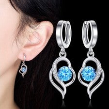 Pendientes Mujer Corazón Plata 925 Circonitas Pendientes Regalo para Mujer