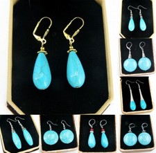 Pendientes Howlith turquesa pendientes mujer, peinados plegables, ganchos de plata 925