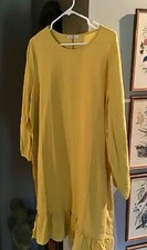 Nuevo con etiquetas Vestido para mujer CELLABIE con volantes X grande rico amarillo dorado diseñado en Francia