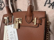 Bolso de mano bandolera elegante para mujer/cuero ecológico/marrón claro**BonusSilkTweelie
