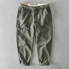 Moda Para Hombres Pantalón de Algodón Carga Hombre Primavera Otoño Informal Pantalones Sueltos Bolsillo Grande