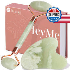 Baimei Icyme Jade Gua Sha Set Rostro y Gua Sha Herramientas Faciales para el Cuidado de la Piel