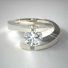 Anillo de boda solitario 2,60 quilates anillo de boda diamante anillo de compromiso acabado oro blanco