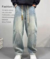 Pantalones de mezclilla para hombre azul claro cintura elástica pantalones informales hip hop moda
