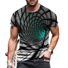 Camiseta Hombre Moda Gráfico Manga Corta 3D Espiral Verde Negro Camiseta Vestido