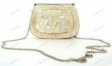 Bolso de mano de moda para mujer Mother of Pearl Gold Look bolso sin asas de ...