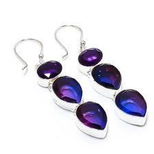Pendiente de joyería de plata esterlina 925 de turmalina bicolor, amatista 2,...