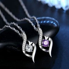Collar de cadena colgante de piedra de cristal para mujer de plata de ley 925 joyería regalo Reino Unido