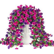 2 PIEZAS Cesta Colgante Artificial Falsa Plantas Flores de Seda Vid Decoración del Hogar-Exterior