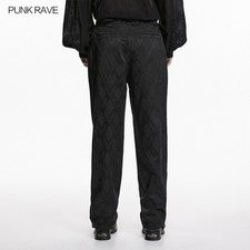 Pantalones Punk Rave Hombres Negro Gótico Retro Patrón Jacquard Doble Pecho Botón