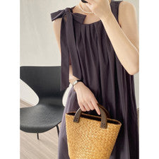 Vestido para mujer plisado sin mangas vestido verano nuevo diseño pajarita vestido largo