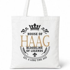 Bolso de Mano HAAG Family Surname House Of White de Algodón