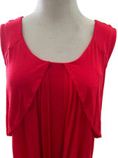 Vestido Alfani Mujer M Piruleta Rojo Doble Drapeado Sin Mangas Elastizado Mezcla Rayón