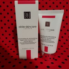 Suero facial hialurónico iluminador de ocho horas ABLE SKINCARE 1,01 OZ NUEVO EN CAJA