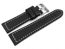 Correa de reloj - cuero de sillín - cuero macizo - negro - 18,20,22,24 mm