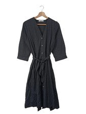 MANGO Hemdblusenkleid Gr. 40 Schwarz Casual Kleid Polyester Viskose Damen