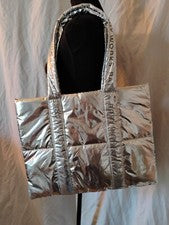 Bolso de Mano Bath and Body Works Plateado Hinchado Brillante