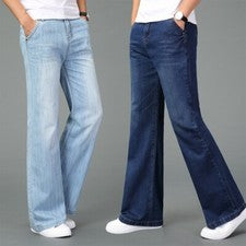 Moda Para Hombres Pantalones de mezclilla acampanados Pantalones de mezclilla Años 60 70 Campana Parte inferior Pantalon