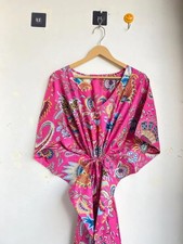 Caftán de algodón indio rosa corona, ropa de moda para mujer caftán EE. UU.