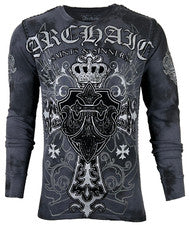 Camisa térmica para hombre Archaic Affliction SINESTRO motociclista tatuaje cruz carbón