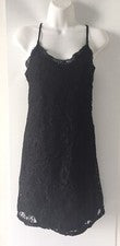 NUEVO CON ETIQUETAS VESTIDO DE ENCAJE NEGRO ZARA Mujer Mini Correas Ajustables Moda Sexy Talla S O2035