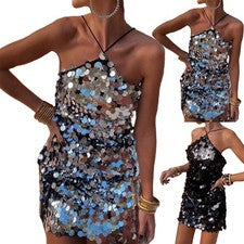 Vestido de noche mujer soporte corto por encima de la rodilla sin espalda verano moda