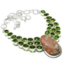 Collar de joyería de plata esterlina 925 con piedras preciosas de peridoto de...